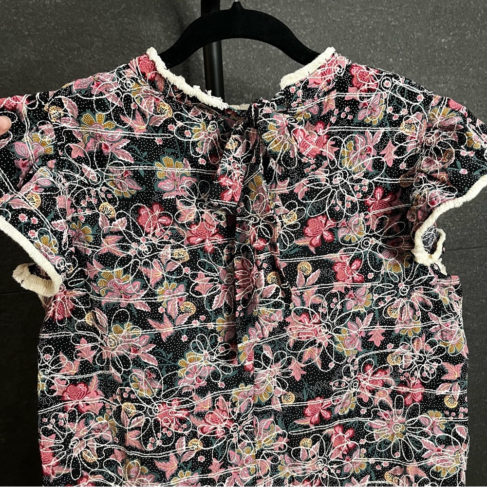 Voy Floral Embroidered Fringe Detail Back Ribbon Top Size Large - Picture 11 of 15